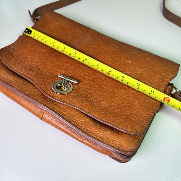 Zara Woman Genuine Leather Tan Crossbody Flap Bag Toggle Closure Boho Chic - Picture 9 of 11